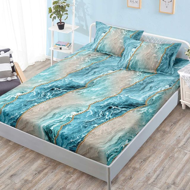 Cearceaf pat finet cu elastic + 2 fete de perna G-252