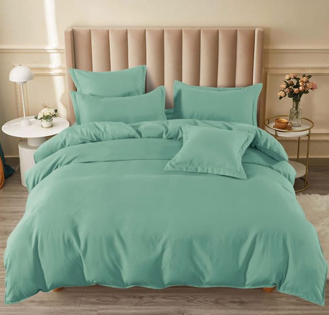 Lenjerie pat dublu, 6 piese,uni,cu elastic T-185