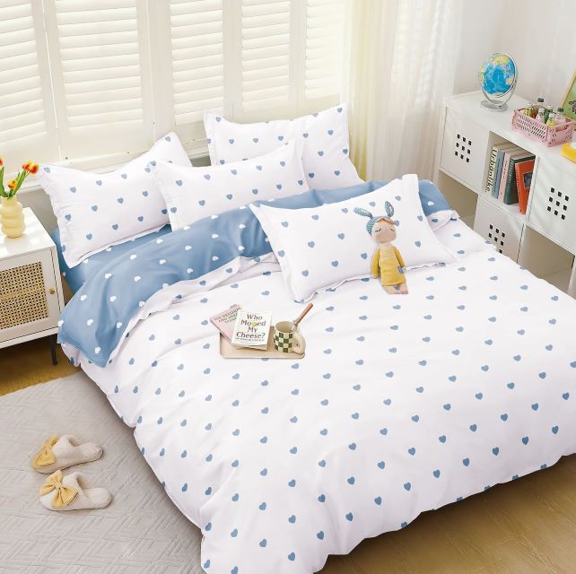 Lenjerie pat dublu, 4 piese,cu elastic E-106