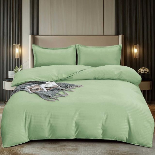 Lenjerie pat dublu, 4 piese,verde,cu elastic DE-02