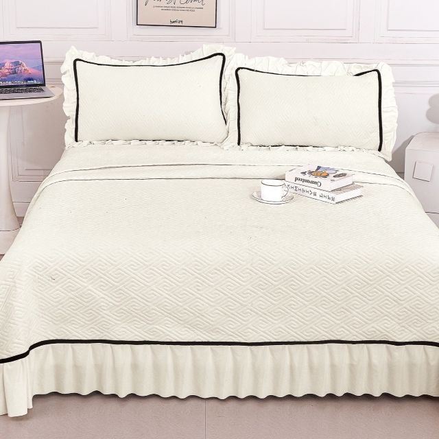 Set Cuvertura Catifea, 3 Piese, crem, CC-45