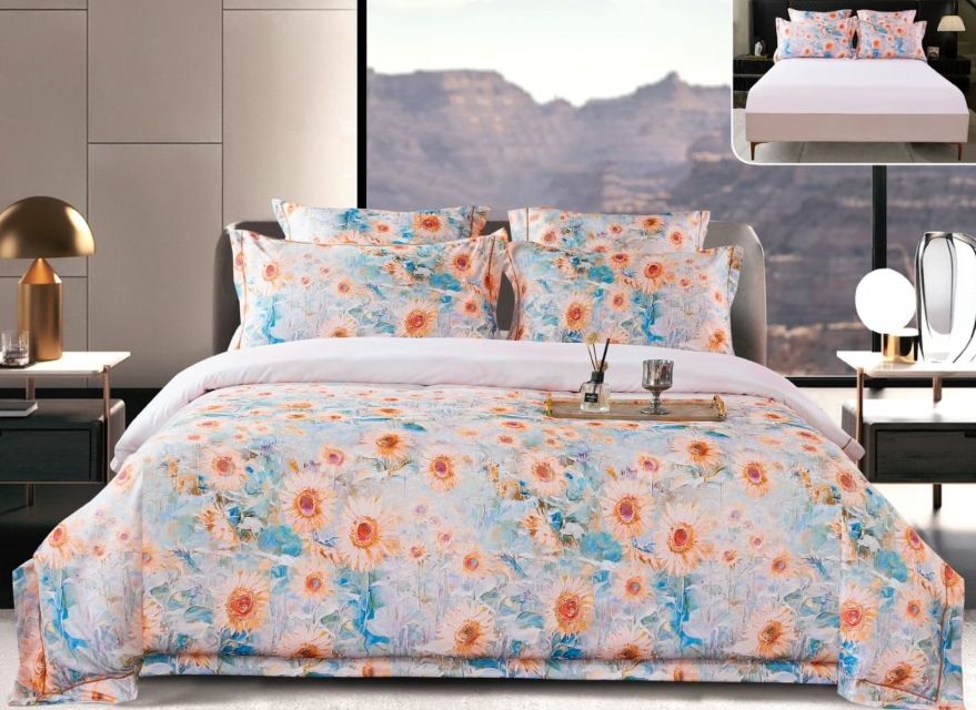 Lenjerie de pat dublu,floral, 6 piese, PSS-21