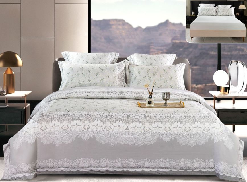 Lenjerie de pat dublu,floral, 6 piese, PSS-23
