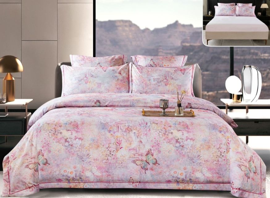 Lenjerie de pat dublu,floral, 6 piese, PSS-27