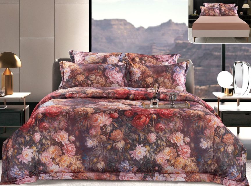 Lenjerie de pat dublu,floral, 6 piese, PSS-28